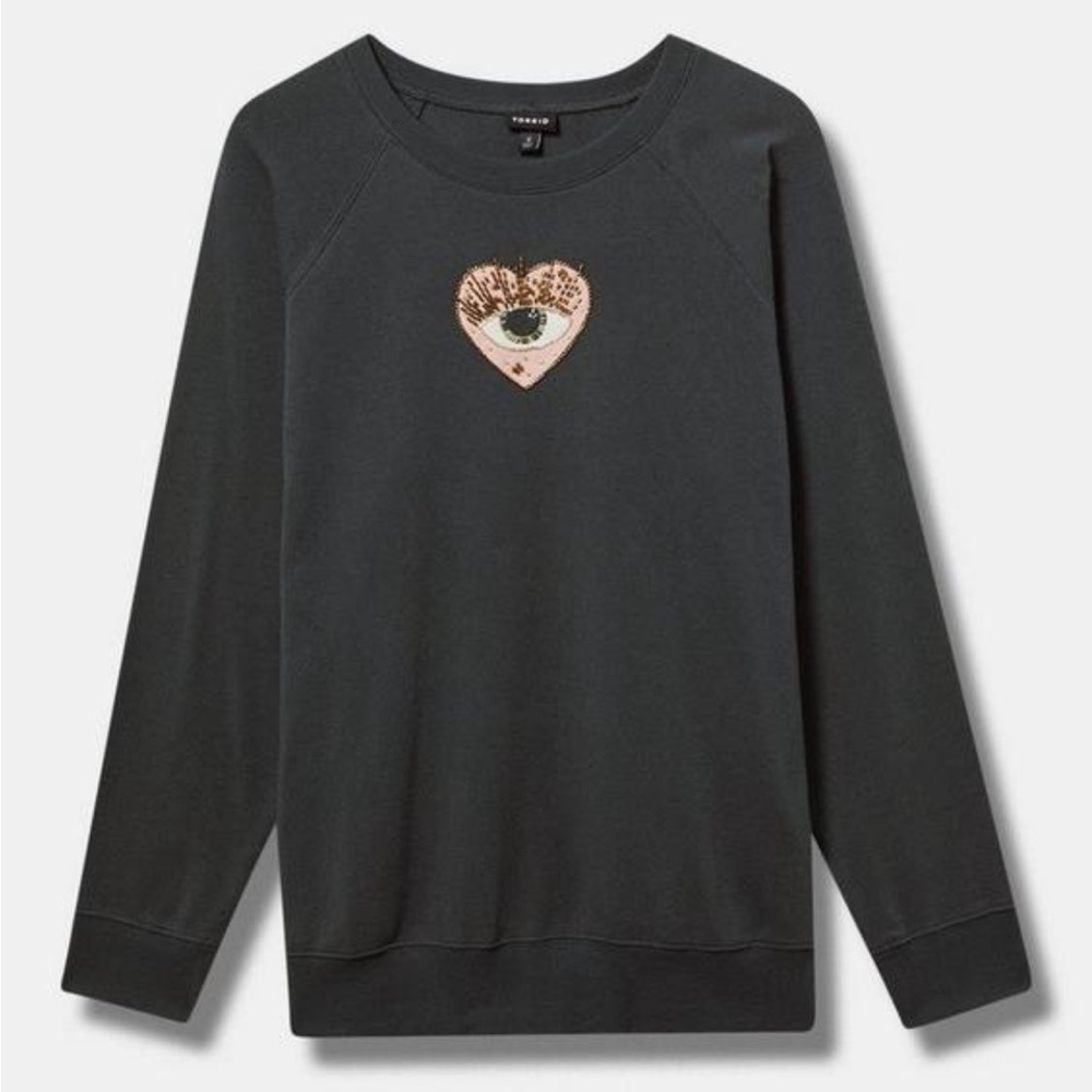 Torrid Charcoal Sweatshirt with Eye Heart Design Size 00
